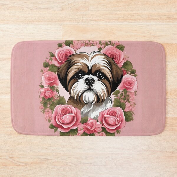 Item preview, Shih Tzu Portrait in Pink Rose Wreath designed and sold by CASASIS_MERCH.