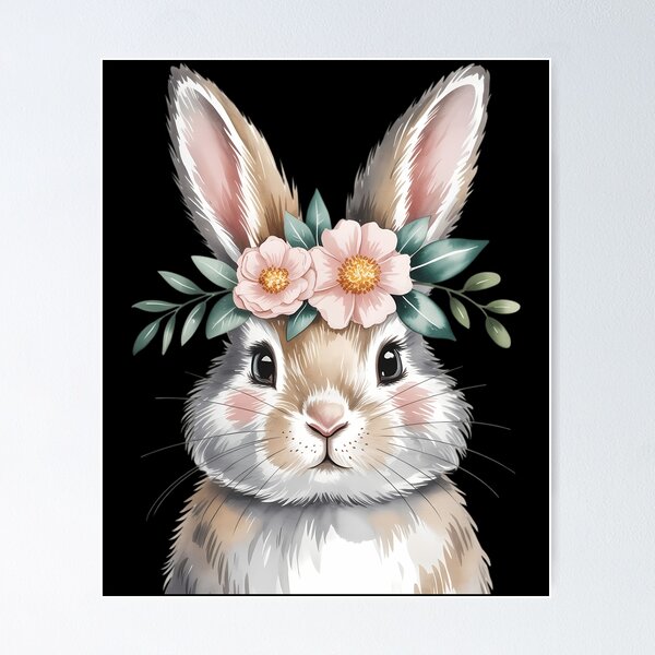 Item preview, Easter Rabbit with Flowers designed and sold by IdunayaStore.