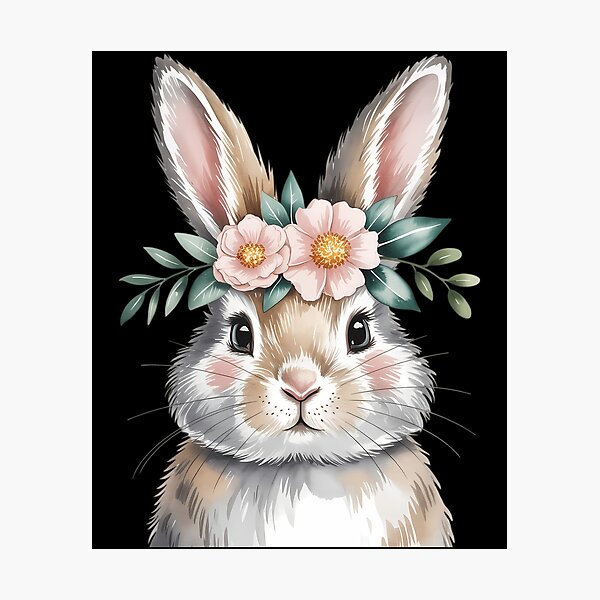 Item preview, Easter Rabbit with Flowers designed and sold by IdunayaStore.