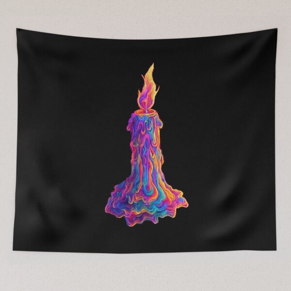 Item preview, Psychedelic Melting Candle – Neon Drip Flame designed and sold by BigBobInk.