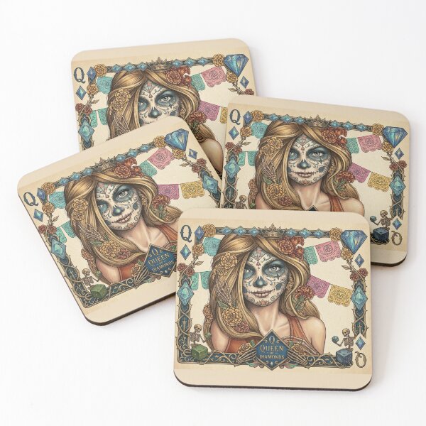 Item preview, Queen of Diamonds Catrina Day of the Dead Card Art designed and sold by KabronX.