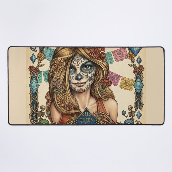 Item preview, Queen of Diamonds Catrina Day of the Dead Card Art designed and sold by KabronX.