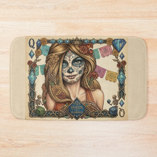 Item preview, Queen of Diamonds Catrina Day of the Dead Card Art designed and sold by KabronX.