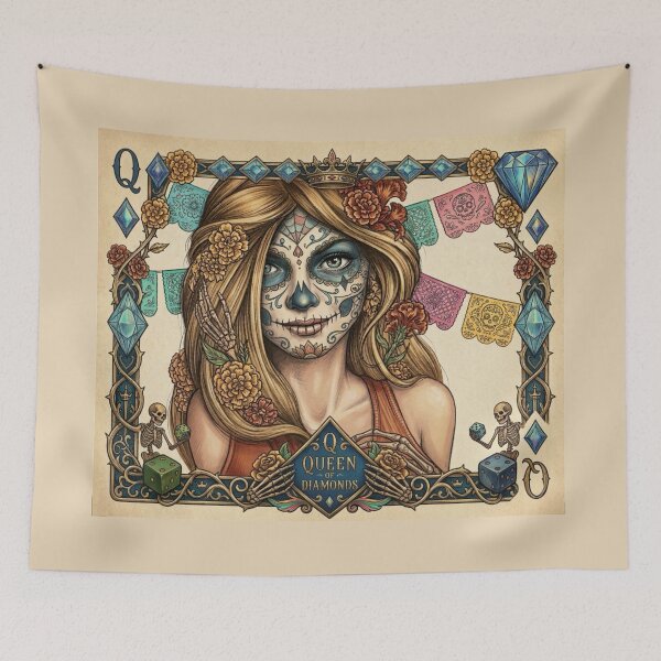 Item preview, Queen of Diamonds Catrina Day of the Dead Card Art designed and sold by KabronX.
