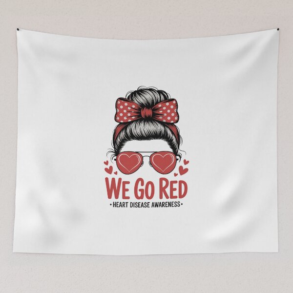 Item preview, Go Red Messy Bun Women In February - Heart Disease Awareness designed and sold by IdunayaStore.