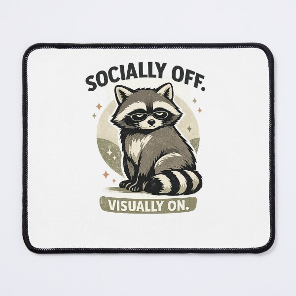 Item preview, Socially Off Visually On Raccoon Funny Retro Introvert T-Shirt Design designed and sold by Teenomix.