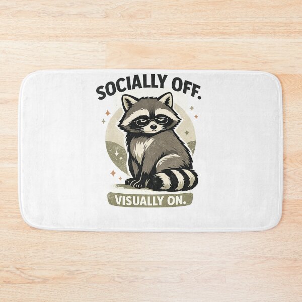Item preview, Socially Off Visually On Raccoon Funny Retro Introvert T-Shirt Design designed and sold by Teenomix.