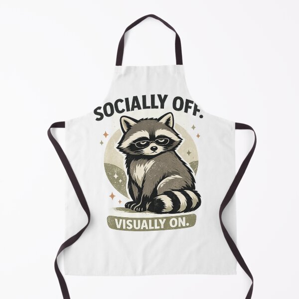 Item preview, Socially Off Visually On Raccoon Funny Retro Introvert T-Shirt Design designed and sold by Teenomix.