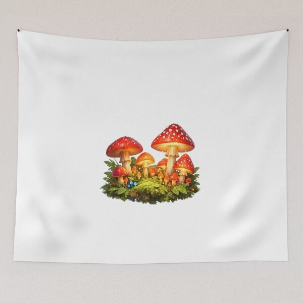 Item preview, Magical Glowing Mushrooms in Enchanted Forest | Fantasy Mushroom Cottagecore Nature Design designed and sold by ArtWaveStudio8.