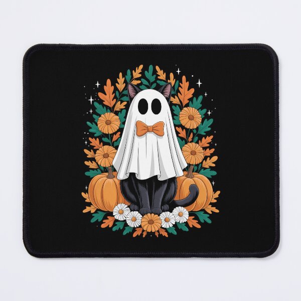 Item preview, Halloween Ghost Holding Black Cat Groovy Floral designed and sold by IdunayaStore.