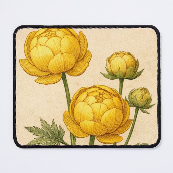 Item preview, Vintage Globeflower Botanical Illustration - Trollius Europaeus Antique Botanical Print designed and sold by Darlin8888.