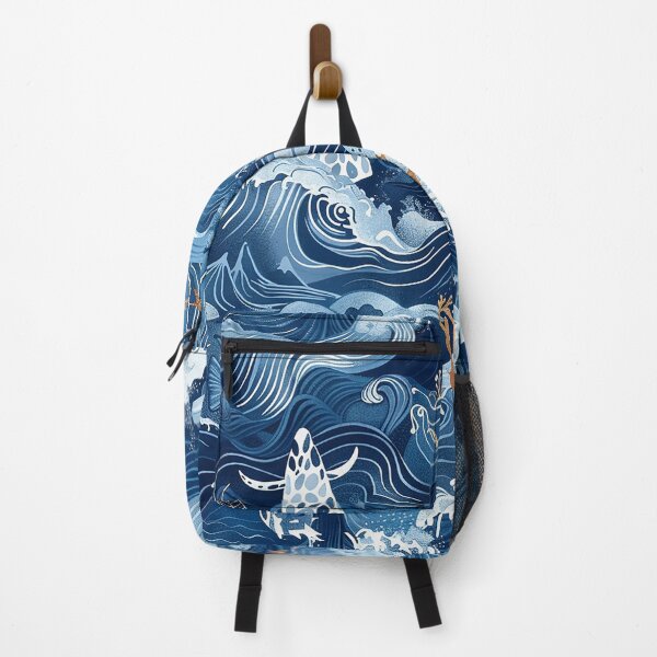 Item preview, Deep Blue Ocean Waves and Sea Life Pattern designed and sold by ellieknight911.