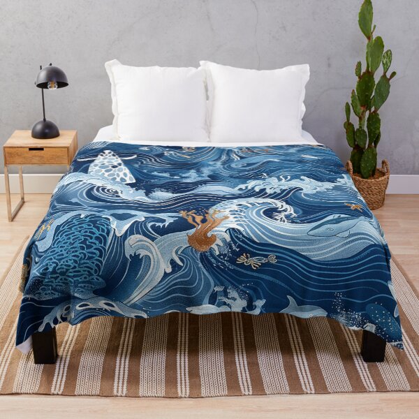 Item preview, Deep Blue Ocean Waves and Sea Life Pattern designed and sold by ellieknight911.