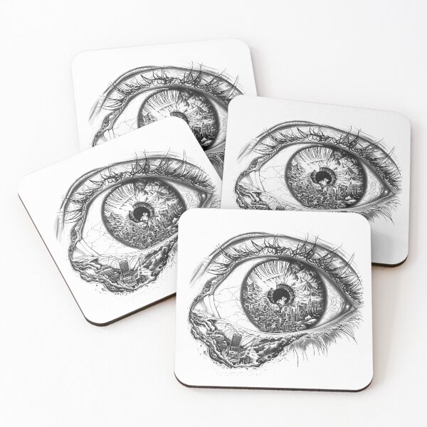 Item preview, Surreal Eye with Cityscape Reflection in Black and White designed and sold by inkoutninja.