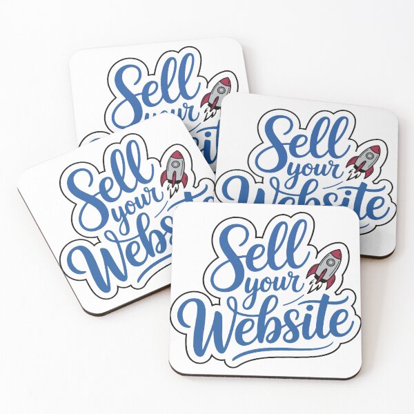 Item preview, Sell Your Website Rocket Launch Blue Typography Tech Sticker designed and sold by PixelWaveBD.