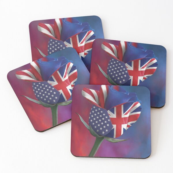 Item preview, Vibrant USA and UK Flag Rose Hybrid Art designed and sold by DGtaLrtcom.