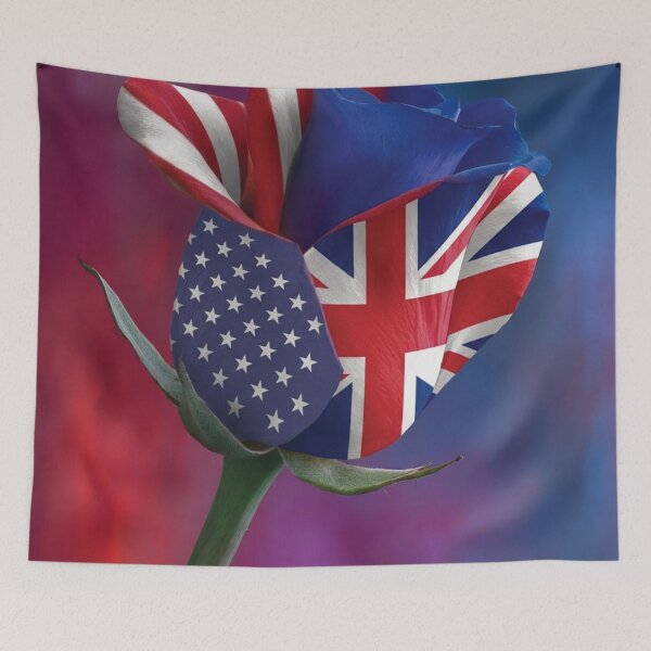 Item preview, Vibrant USA and UK Flag Rose Hybrid Art designed and sold by DGtaLrtcom.