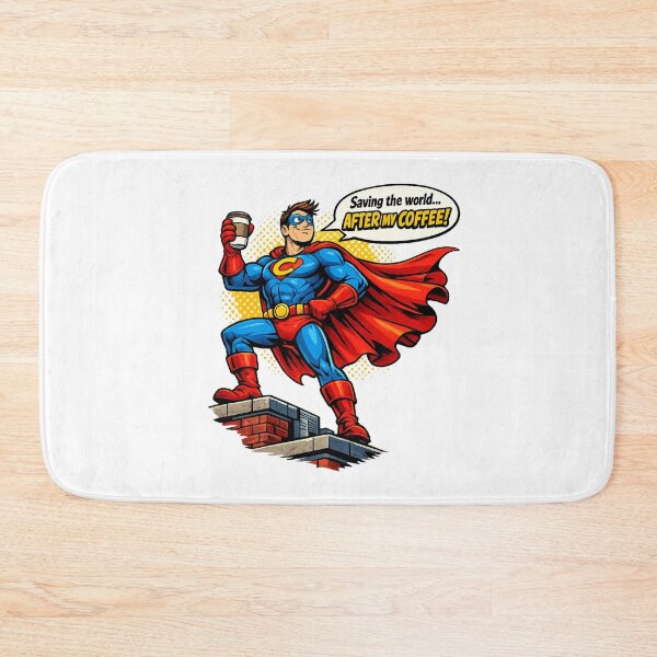 Item preview, Funny Coffee Superhero Parody – “Saving the World After My Coffee” Comic Style Design designed and sold by ArtWaveStudio8.