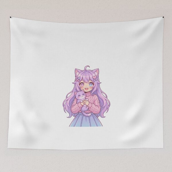 Artikelvorschau, Niedliches Kawaii-Anime-Mädchen mit Sternenzauberstab – Pastellfarbene Fantasy-Chibi-Anime-Figur entworfen und verkauft von Morden-Design.