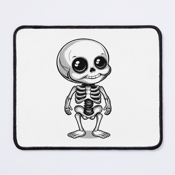 Item preview, Cute Big Eyed Skeleton Cartoon in Black and White designed and sold by inkoutninja.