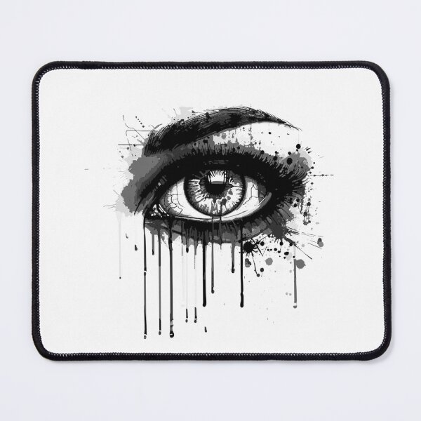 Item preview, Grunge Ink Eye in Black and White Abstract Illustration designed and sold by inkoutninja.