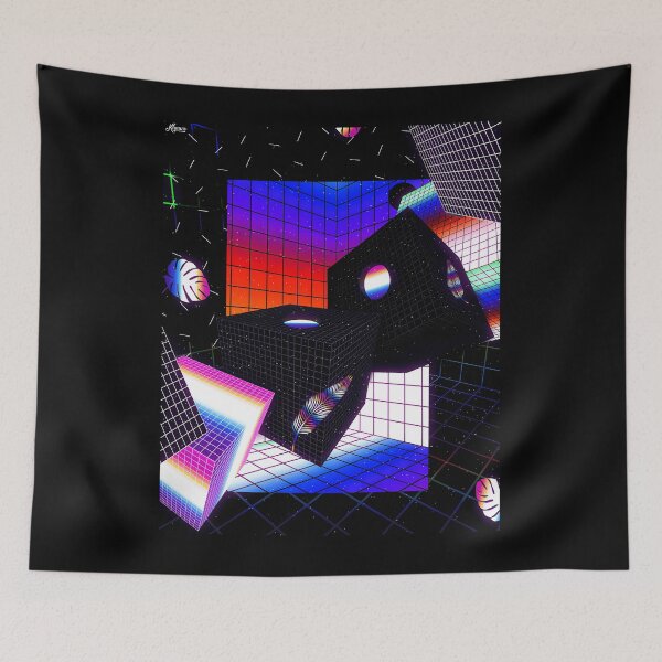 Item preview, Retro Vaporwave Neon Geometric Cubes Art designed and sold by icbgllgpl.