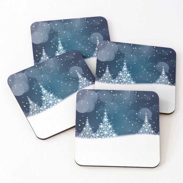 Item preview, Sparkling Christmas Trees on Blue Winter Background designed and sold by katifinell.
