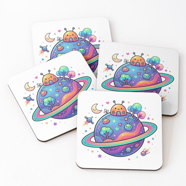 Item preview, Cute Kawaii Alien Planet – Colorful Space Cartoon World designed and sold by NuniDesigns.