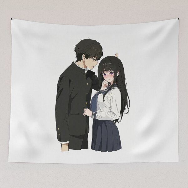 Item preview, Cute Anime School Couple Romantic Love Art designed and sold by tokyoboyart.