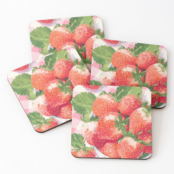 Item preview, Strawberries on Checkered Tablecloth Illustration designed and sold by BobaBunny76.