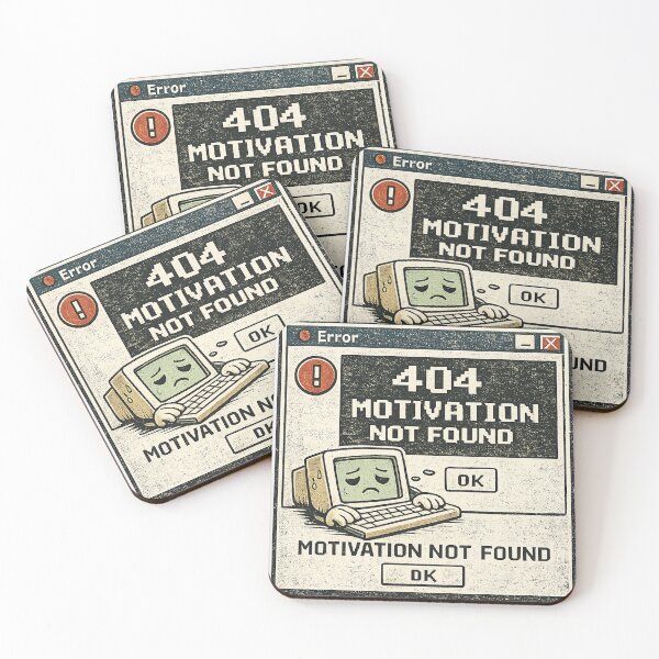 Item preview, 404 Motivation Not Found – Funny Programmer Error Message Design designed and sold by AnimalAirtistry.