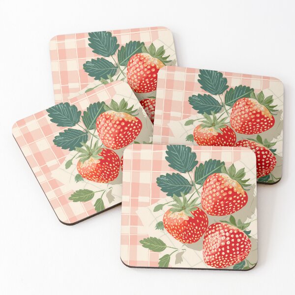 Item preview,  Strawberries on Checkered Tablecloth Illustration designed and sold by BobaBunny76.