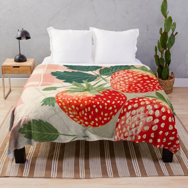 Item preview,  Strawberries on Checkered Tablecloth Illustration designed and sold by BobaBunny76.
