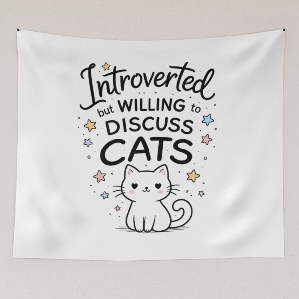 Item preview, "Introverted but Willing to Discuss Cats" T-Shirt designed and sold by I-Envisions.