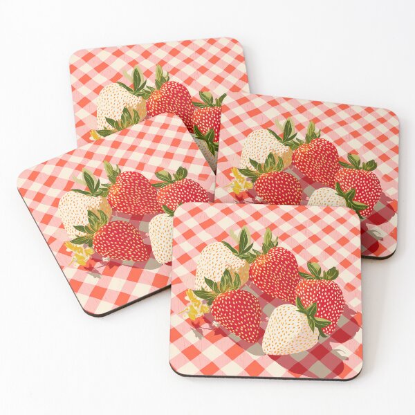 Item preview,  Strawberries on Checkered Tablecloth Illustration designed and sold by BobaBunny76.