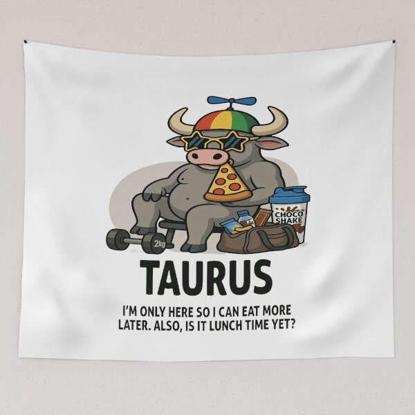 Item preview, Funny Taurus Gym - "Snack Lifter" Pizza & Weights Bull designed and sold by ClaussShop.