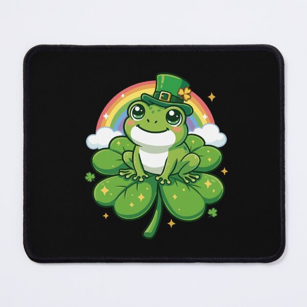 Item preview, Cute Lucky Frog with Shamrock – St Patrick’s Day Kawaii Frog designed and sold by Xatutik.art.