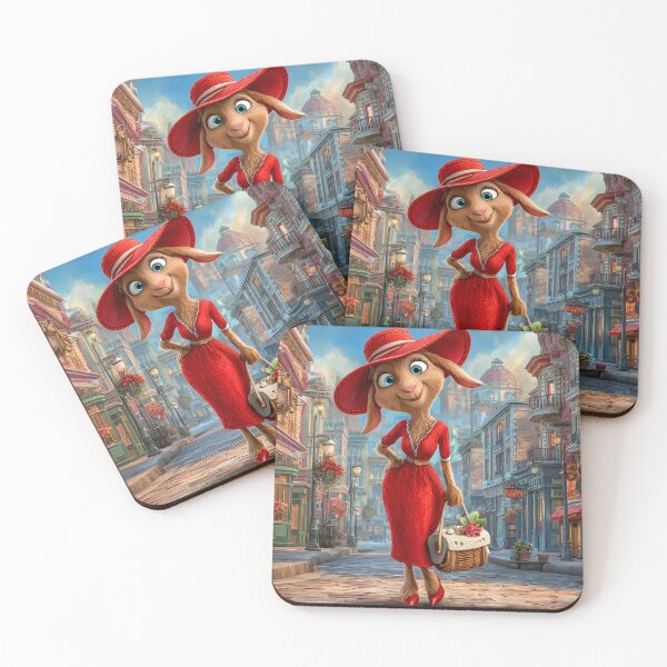 Item preview, Charming Rabbit in a Vibrant Red Dress on Street designed and sold by Artessie.