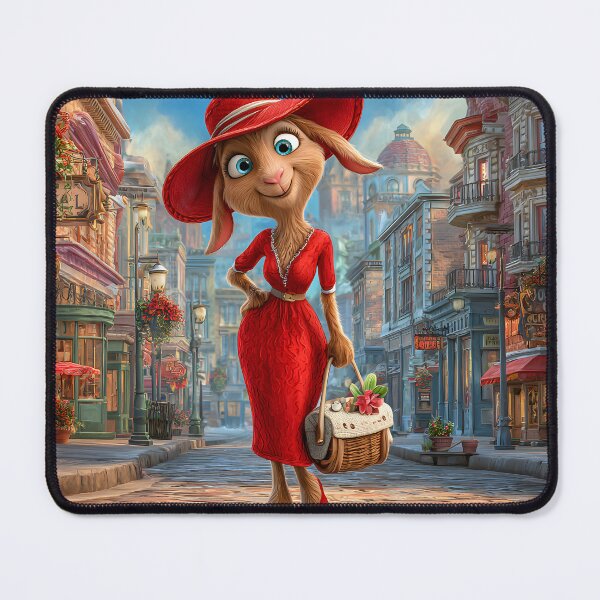 Item preview, Charming Rabbit in a Vibrant Red Dress on Street designed and sold by Artessie.