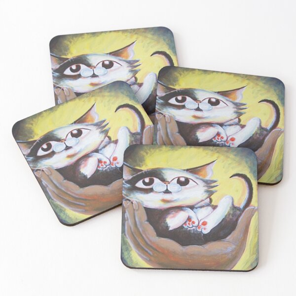 Item preview, Tumbles the Kitten Funny Cartoon Stylized Cat Art Painting designed and sold by etourist.