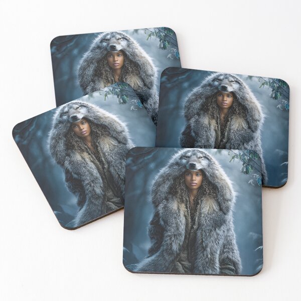 Item preview, Mysterious Woman in Majestic Wolf-Fur Cloak designed and sold by Artessie.