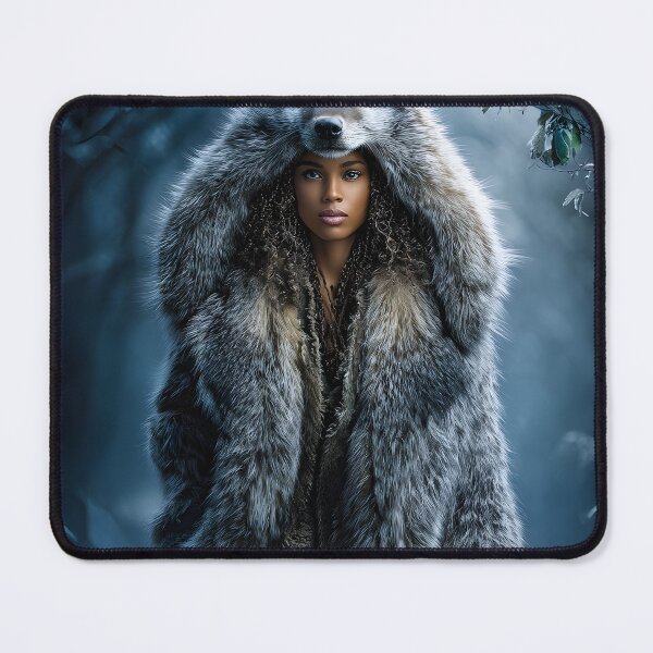 Item preview, Mysterious Woman in Majestic Wolf-Fur Cloak designed and sold by Artessie.