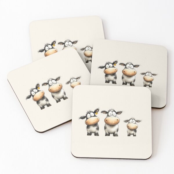 Item preview, CoW PRiNT, ANiMaL PRiNT ' Happy Coos Family ' BY SHiRLeY MacARTHuR designed and sold by Shirley MacArthur Art.