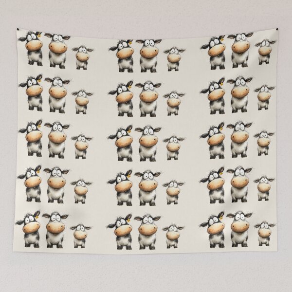 Item preview, CoW PRiNT, ANiMaL PRiNT ' Happy Coos Family ' BY SHiRLeY MacARTHuR designed and sold by Shirley MacArthur Art.