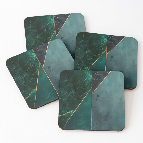 Item preview, Minimalist emerald green gold design – geometric marble texture designed and sold by CosmicGlyph.