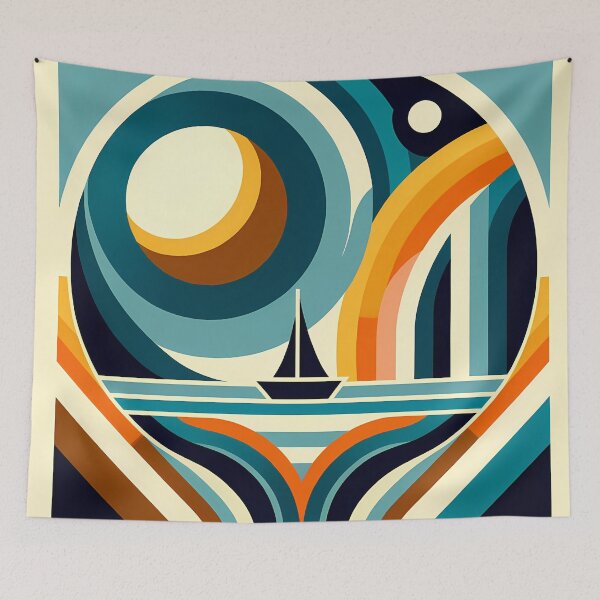Item preview, Geometric Sailboat Sunset designed and sold by InkSmithery.