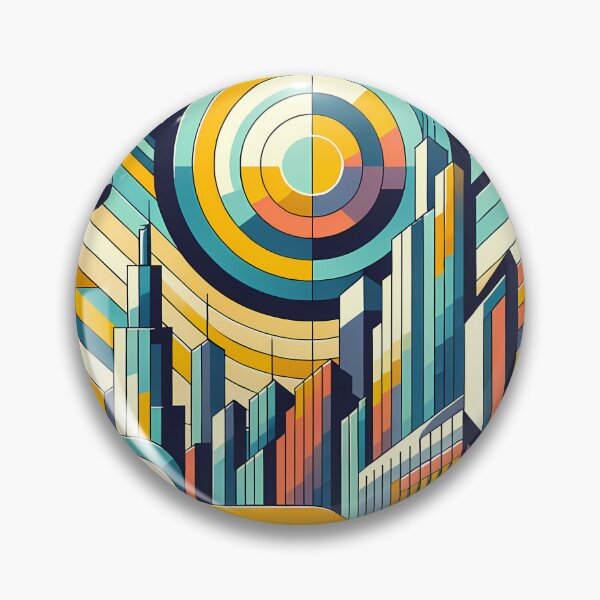 Item preview, Geometric Retro Cityscape with Concentric Sun designed and sold by InkSmithery.