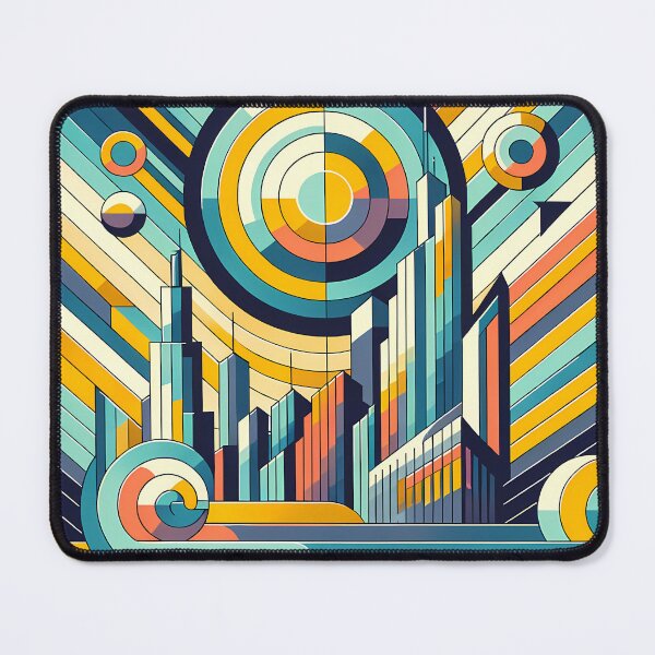 Item preview, Geometric Retro Cityscape with Concentric Sun designed and sold by InkSmithery.