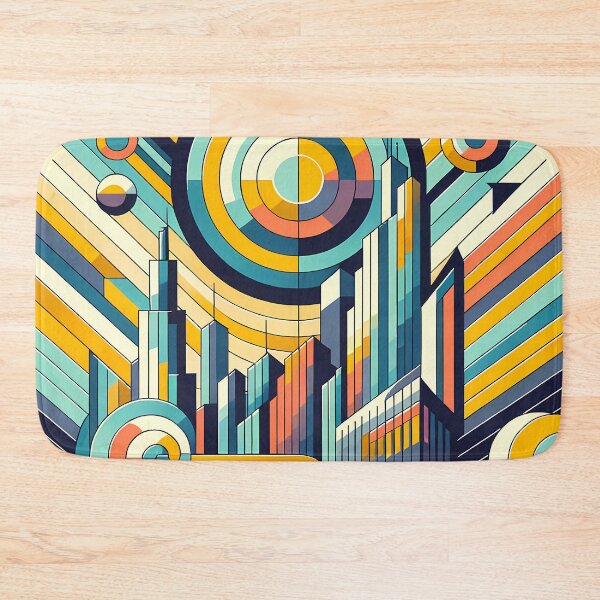 Item preview, Geometric Retro Cityscape with Concentric Sun designed and sold by InkSmithery.