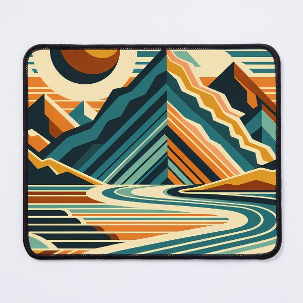 Item preview, Retro Mountain River Landscape designed and sold by InkSmithery.